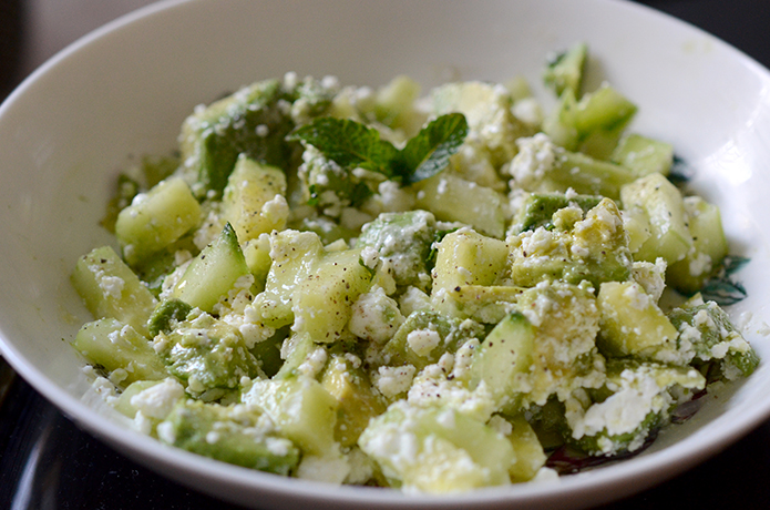 salade avocat concombre feta menthe