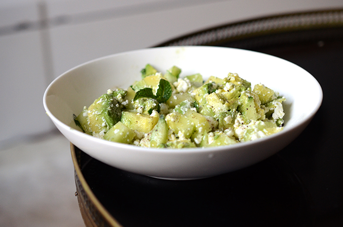 salade avocat concombre feta menthe