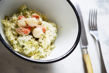 Risotto d'asperges vertes aux noix de saint jacques